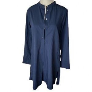 ‘S Max Mara Blue Blouse Shirt Tunic Dress Button Designer Small Top Long Sleeved